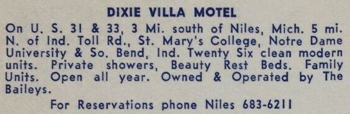 Dixie Villa Motel - Vintage Postcard Back (newer photo)
